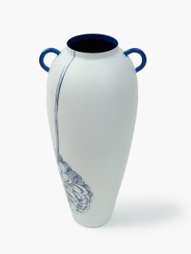Ваза "Елізіум" залізна біло-синя з принтом MBM HOME модель VB-03 PRINT/DEEP BLUE Фото