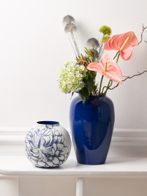 Ваза "Елізіум" залізна синя з золотистим MBM HOME модель VB-04 DEEP BLUE/GOLD Фото