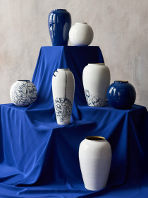 Ваза "Елізіум" залізна біла з золотистим MBM HOME модель VB-04 WHITE/GOLD Фото