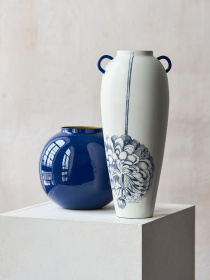 Ваза "Элизиум" железная синяя с золотистым модель VB-05 DEEP BLUE/GOLD Фото