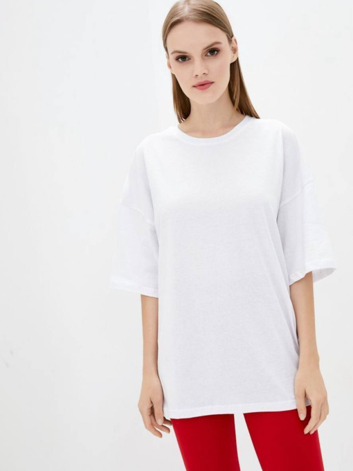 Футболка женская оверсайз UNI свободного кроя белая модель Wm271 Фото