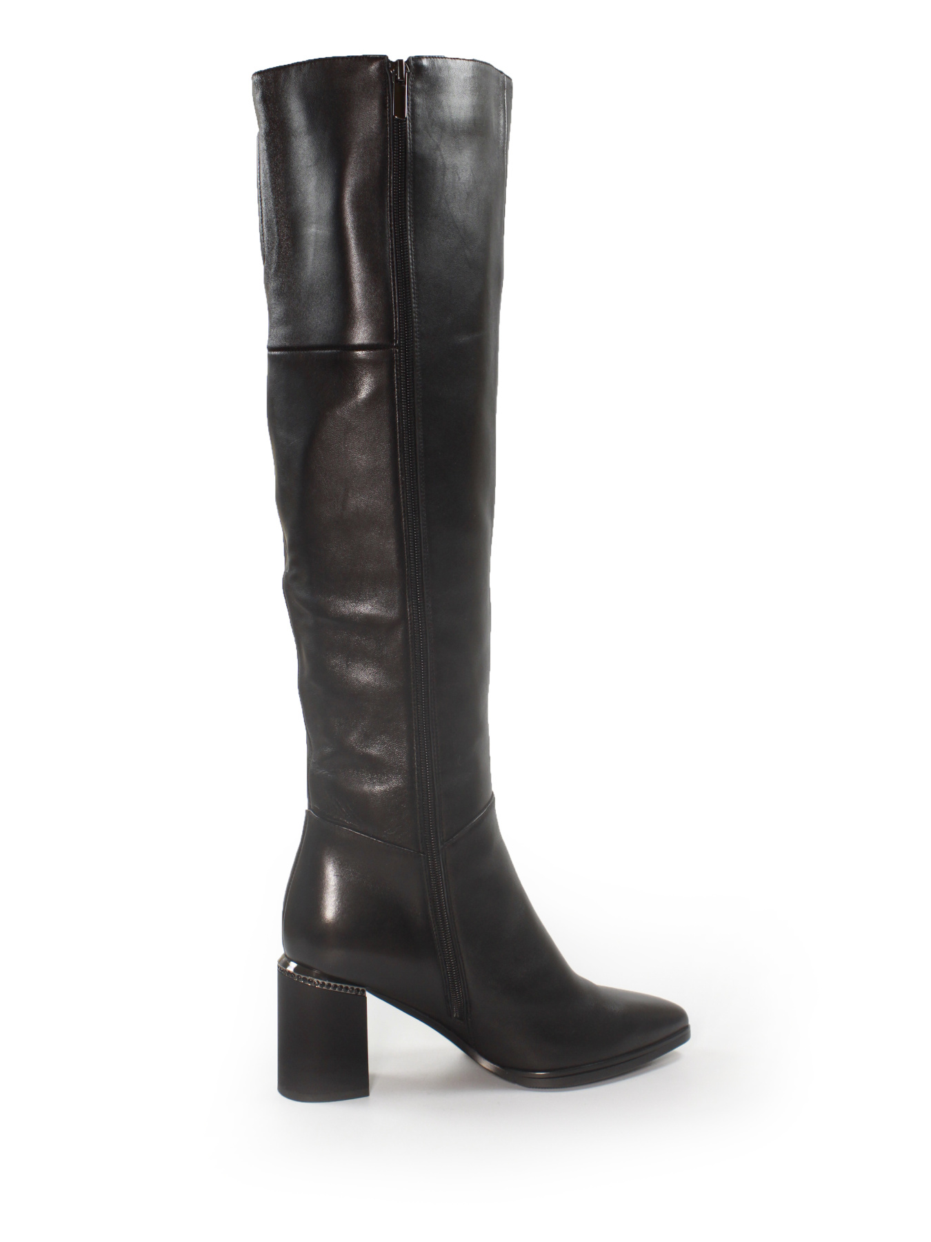 Женские зимние ботфорты из натуральной гладкой кожи в чёрном цвете модель G397-19-R52BM-Y001 Фото