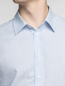 Сорочка чоловіча M05.12.23.621 Arber блакитна в смужку лляна модель M05.12.23.621 Фото