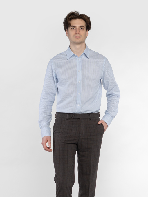 Сорочка чоловіча M05.12.23.621 Arber блакитна в смужку лляна модель M05.12.23.621 Фото
