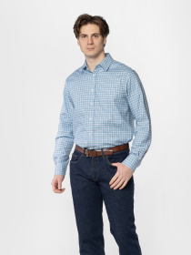 Сорочка фланелева чоловіча M05.22.23.611 Arber блакитна в клітку модель M05.22.23.611 Фото