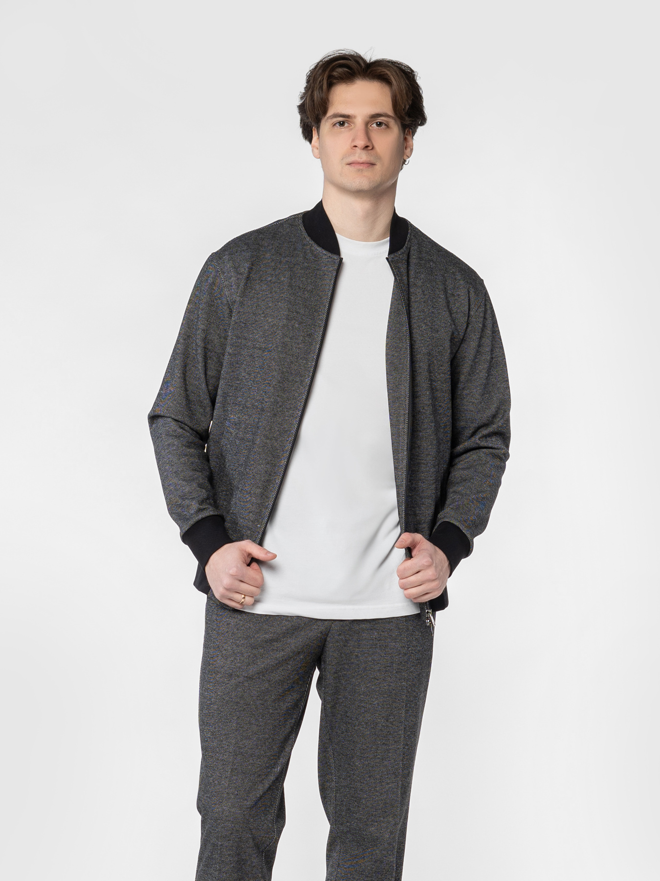 Бомбер чоловічий M17.10.14.531 Arber сірий трикотажний модель M17.10.14.531 Фото