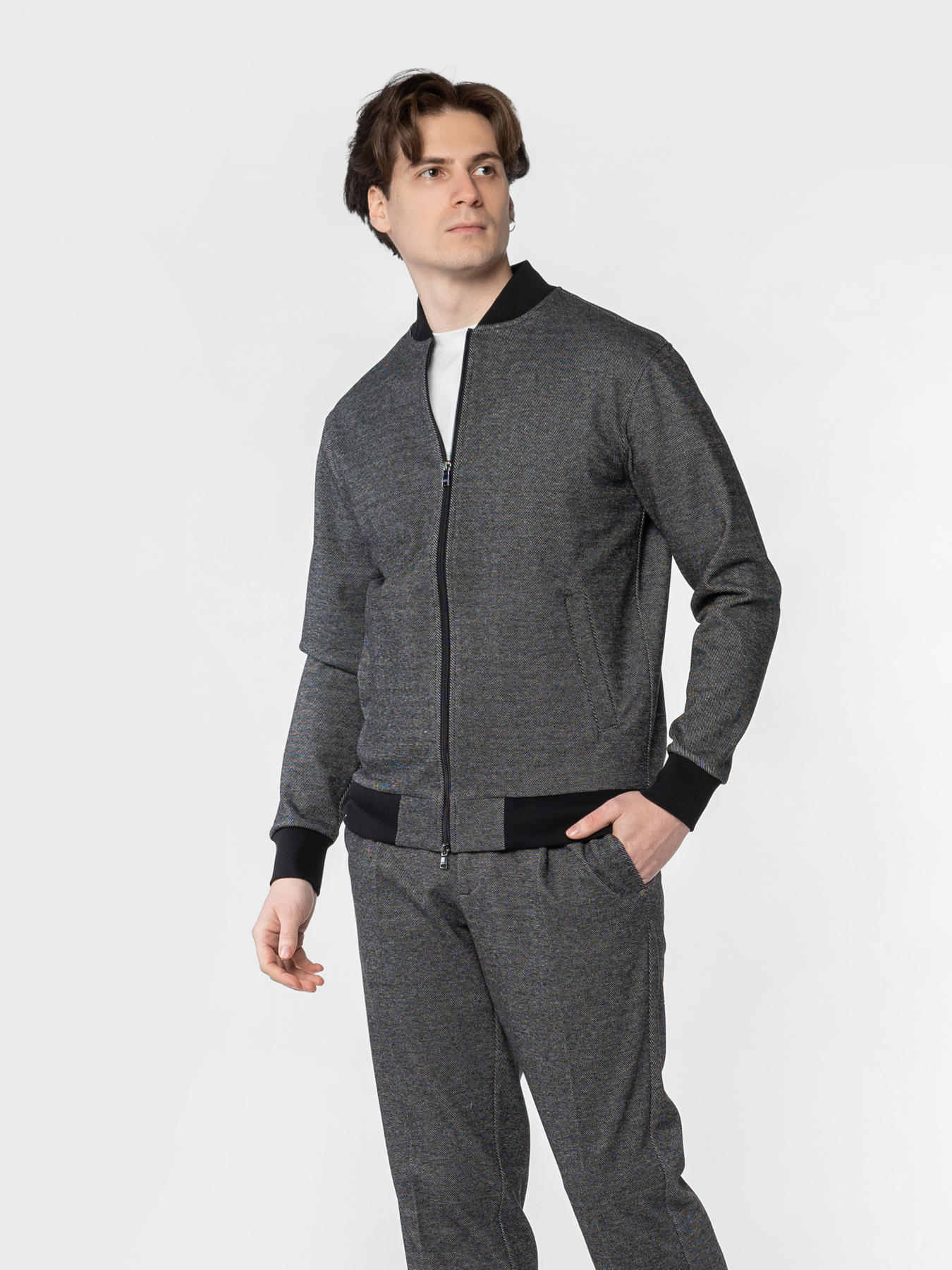 Бомбер чоловічий M17.10.14.531 Arber сірий трикотажний модель M17.10.14.531 Фото