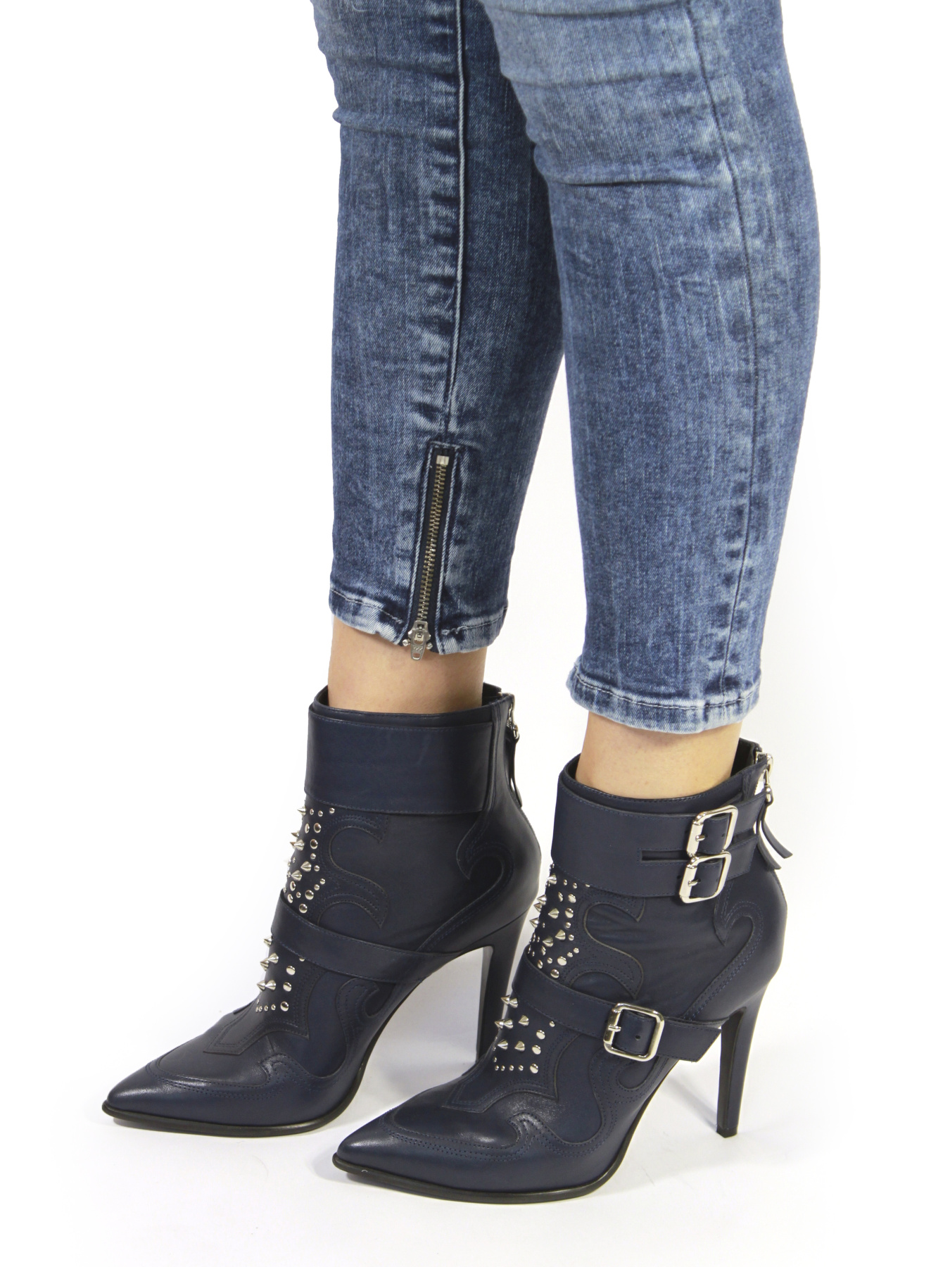 Кожаные демисезонные ботильоны модель 2673P-7-2blue Фото