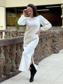 Біла трикотажна сукня максі з глибокими розрізами 5832 модель 5832 Фото