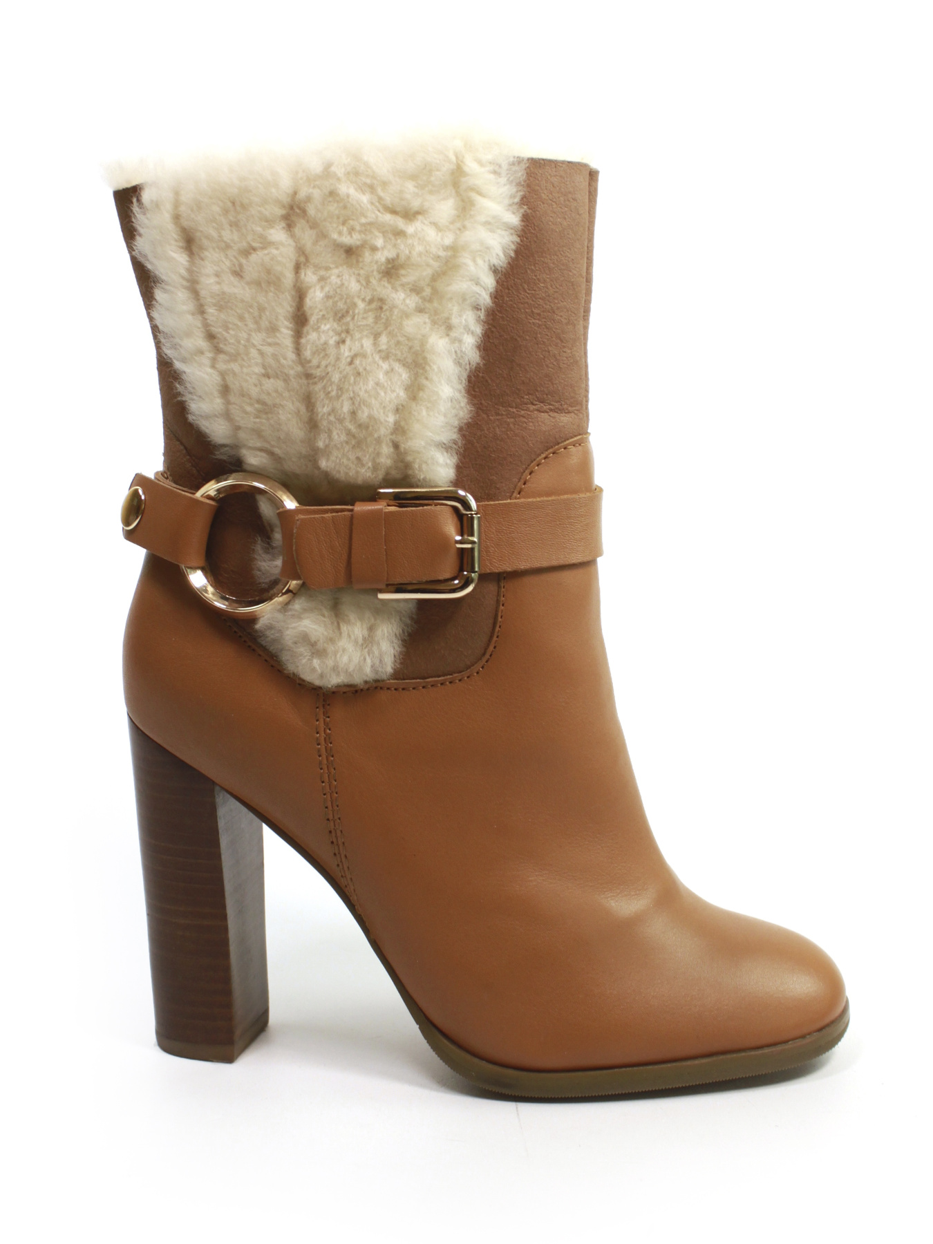 Бежеві шкіряні ботильони на підборах модель FL006-3-1QM Фото