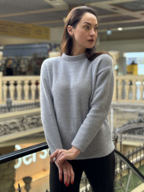 Теплый серо-голубой джемпер с длинным ворсом 1347 модель 1347 Фото