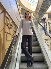 Теплый серо-голубой джемпер с длинным ворсом 1347 модель 1347 Фото