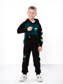 Утеплений костюм для хлопчика: зіп-худі з принтом та спортивні штани, Смарагдовий​ Носи Своє (6228-023-33-4-1) модель 6228-023-33-4-1-chornij-temno-smaragdovij Фото