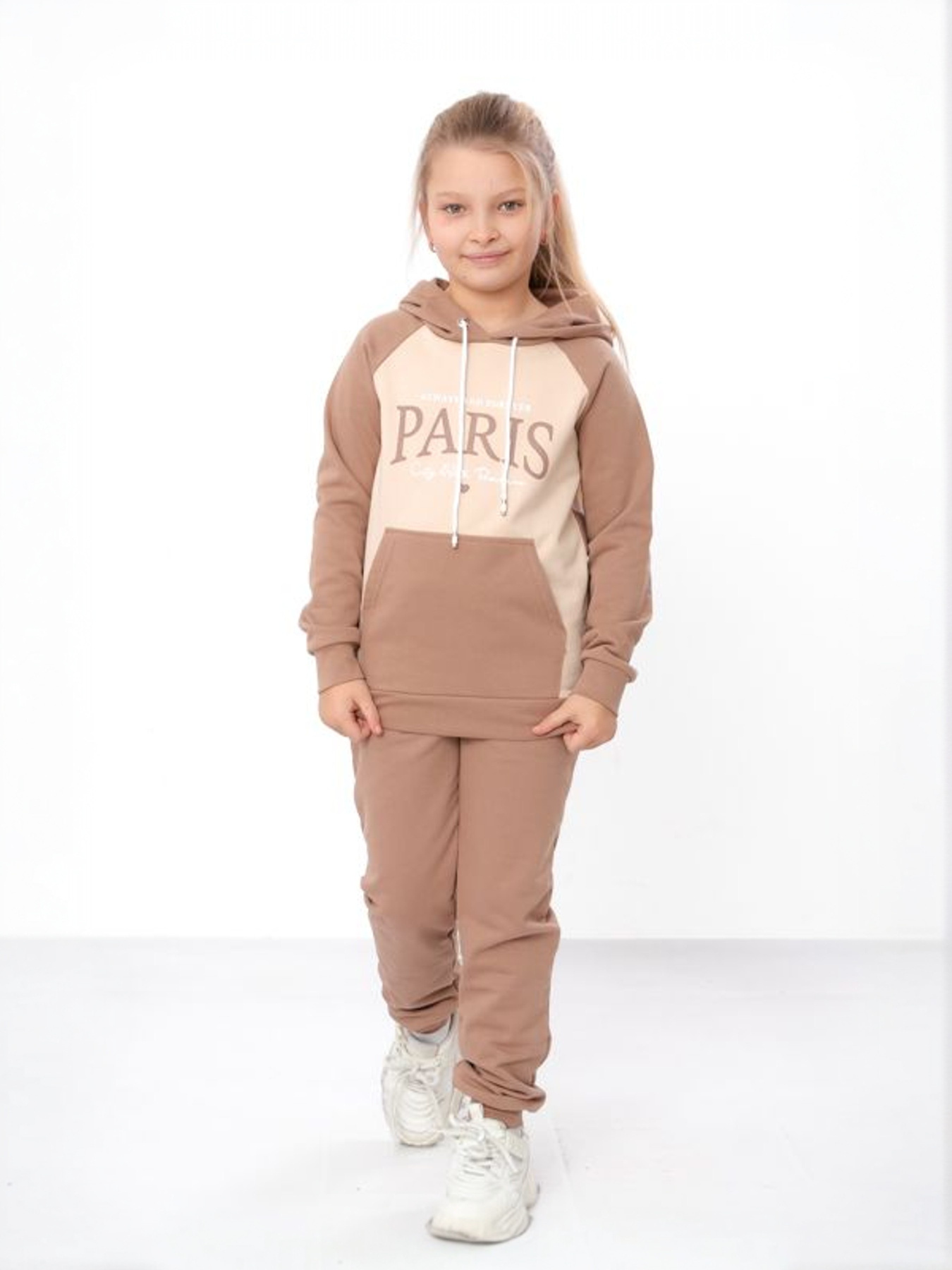Утеплений костюм для дівчинки: худі з написом та штани на манжетах, Капучино Носи Своє (6228-023-33-5-1) модель 6228-023-33-5-1-kava-kremovij Фото
