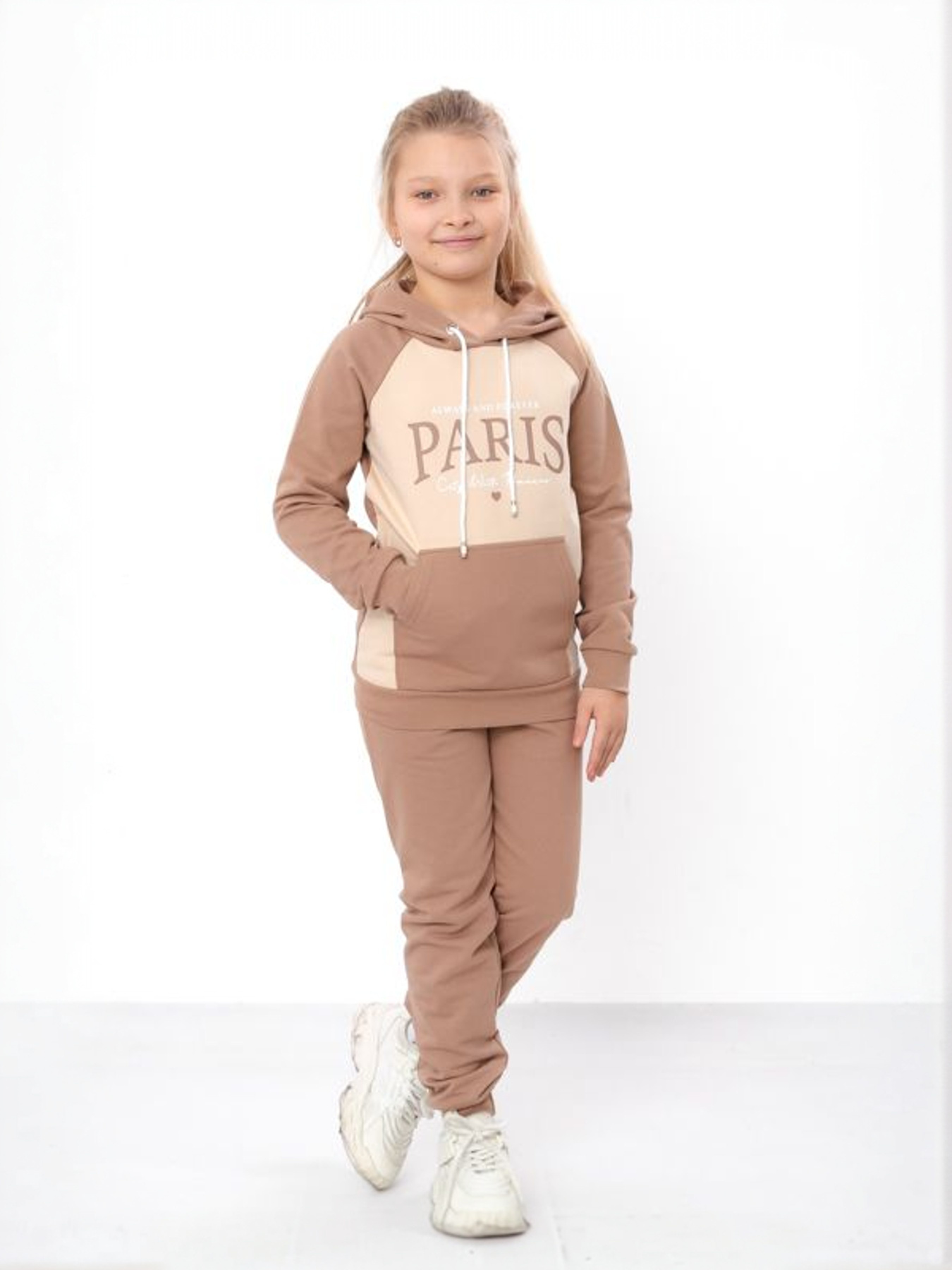 Утеплений костюм для дівчинки: худі з написом та штани на манжетах, Капучино Носи Своє (6228-023-33-5-1) модель 6228-023-33-5-1-kava-kremovij Фото