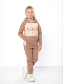 Утеплений костюм для дівчинки: худі з написом та штани на манжетах, Капучино Носи Своє (6228-023-33-5-1) модель 6228-023-33-5-1-kava-kremovij Фото