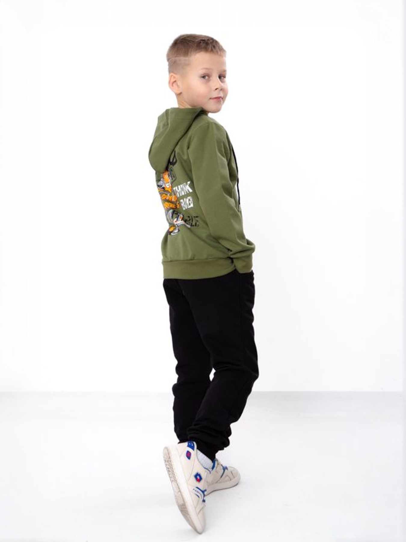 Утеплений костюм для хлопчика: зіп-худі вільного крою та штани, Зелений Носи Своє (6018-023-33-9) модель 6018-023-33-9-temno-fstashkovij-garfield Фото
