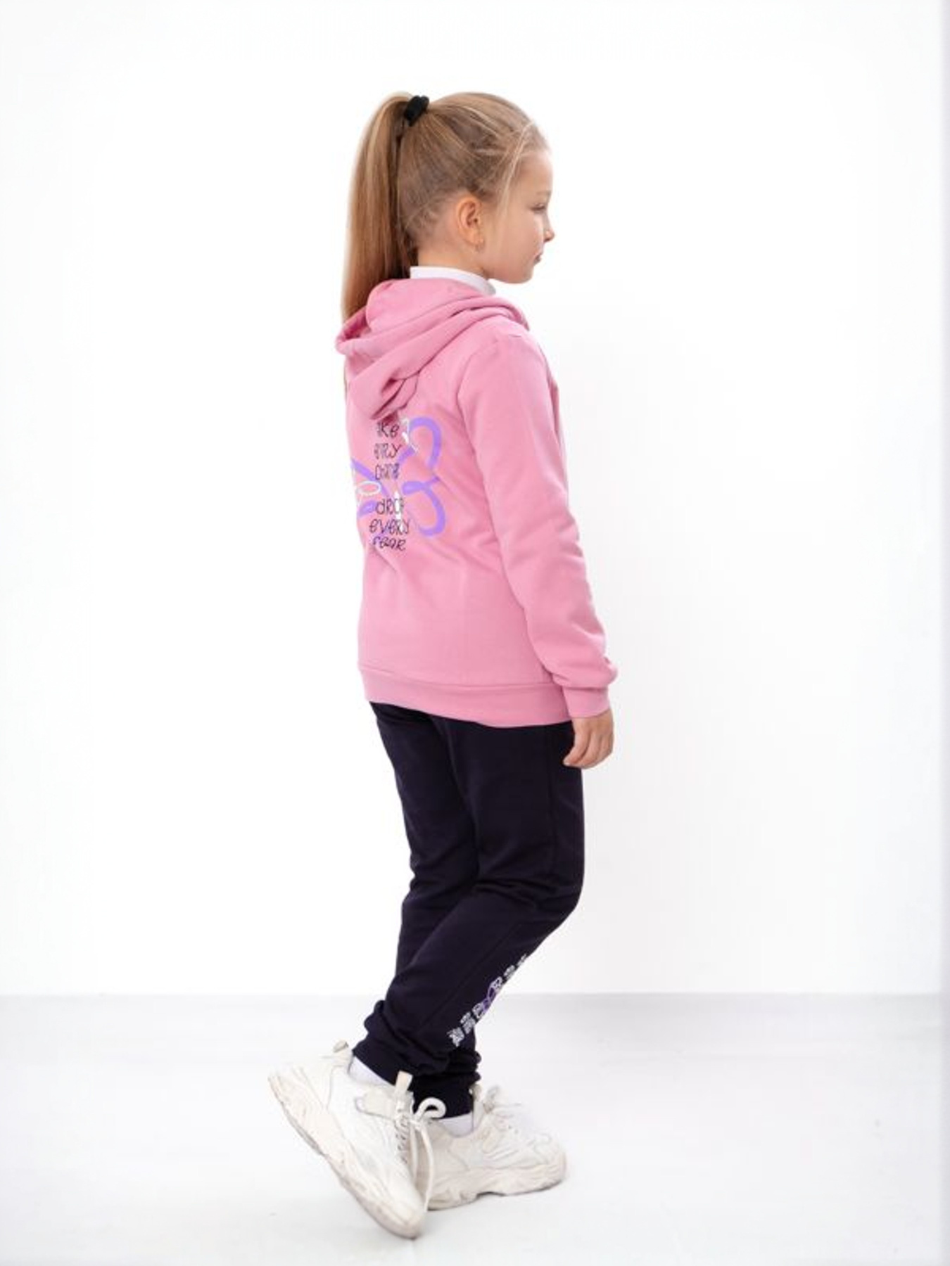 Утеплений костюм для дівчинки: зіп-худі та спортивні штани, Пудровий Носи Своє (6018-023-33-5) модель 6018-023-33-5-pudra-meteliki Фото