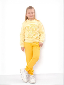 Утеплений костюм для дівчинки з малюнком: худі та штани на манжетах, Світло-жовтий Носи Своє (6063-023-33-7) модель 6063-023-33-7-svtlo-zhovtij-psochnij Фото