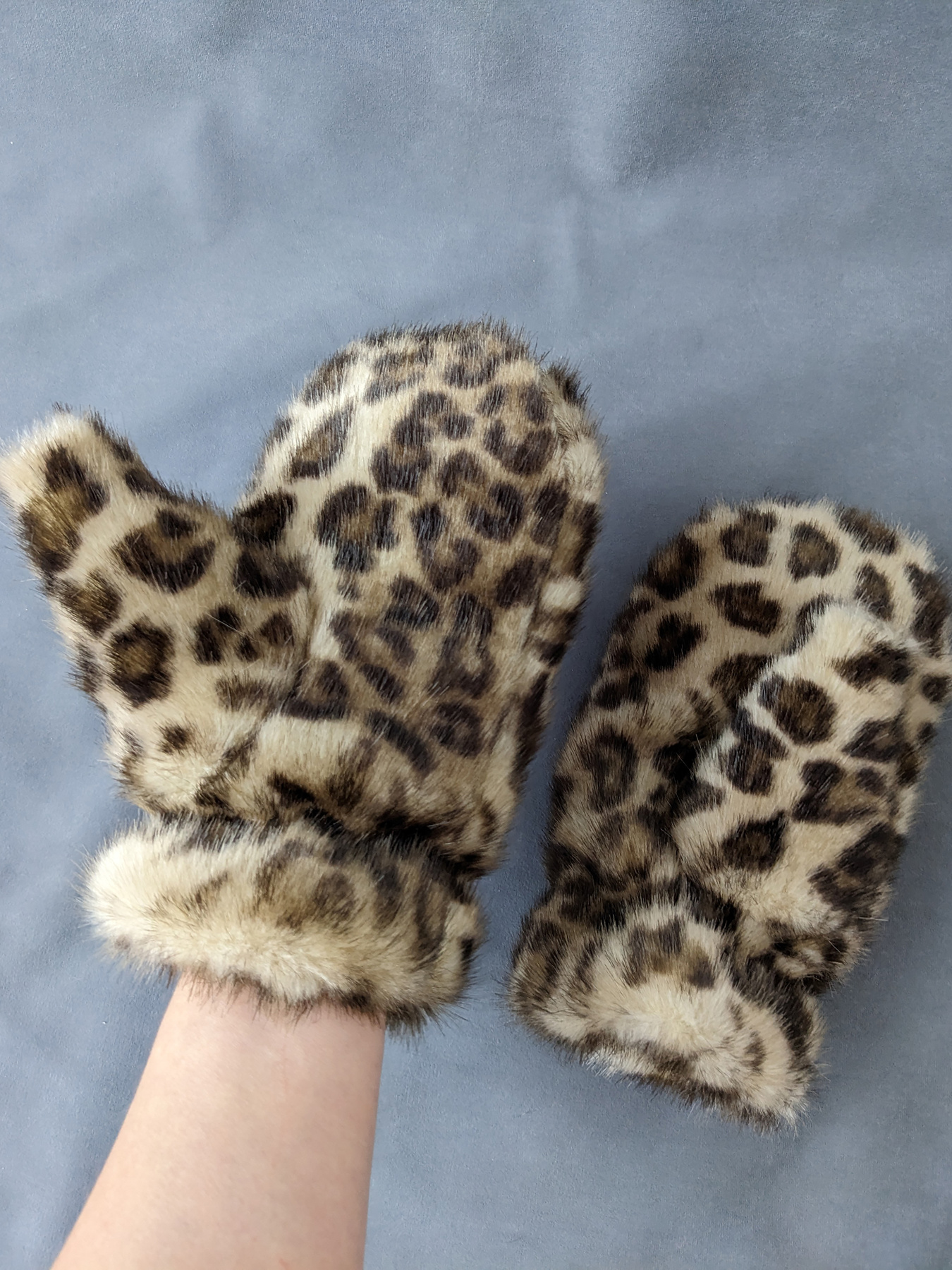 Зимові рукавиці з штучного хутра з принтом леопард модель 85005-2 Фото