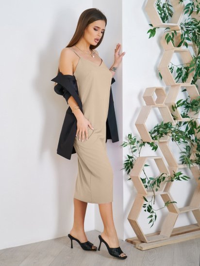 Сукня міді ISSA Plus модель 11756_beige — фото - INTERTOP