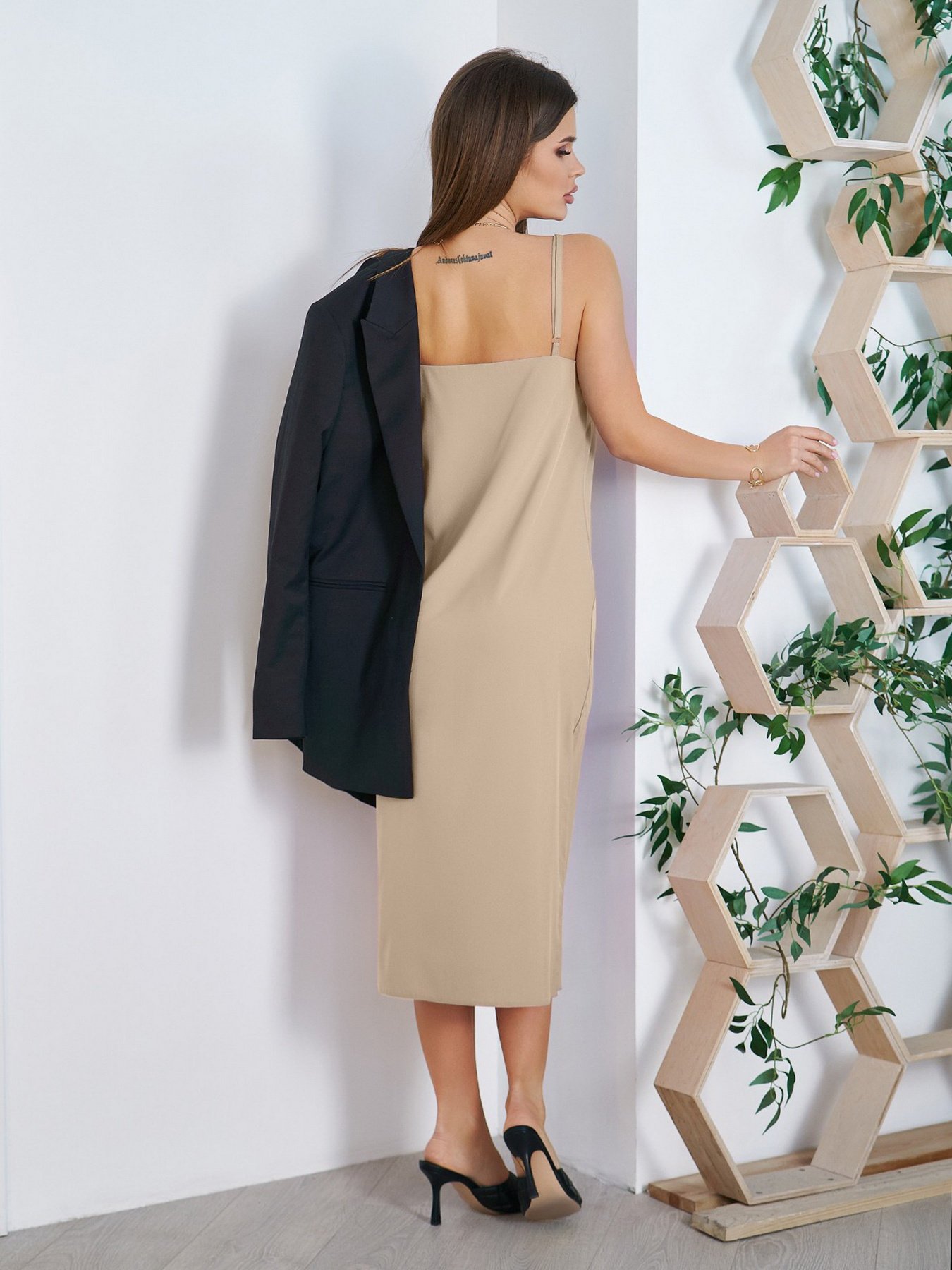 Платье миди ISSA Plus модель 11756_beige Фото