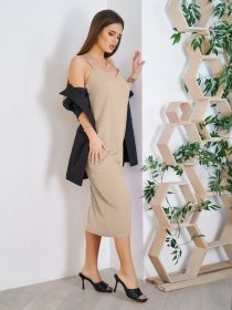 Платье миди ISSA Plus модель 11756_beige Фото