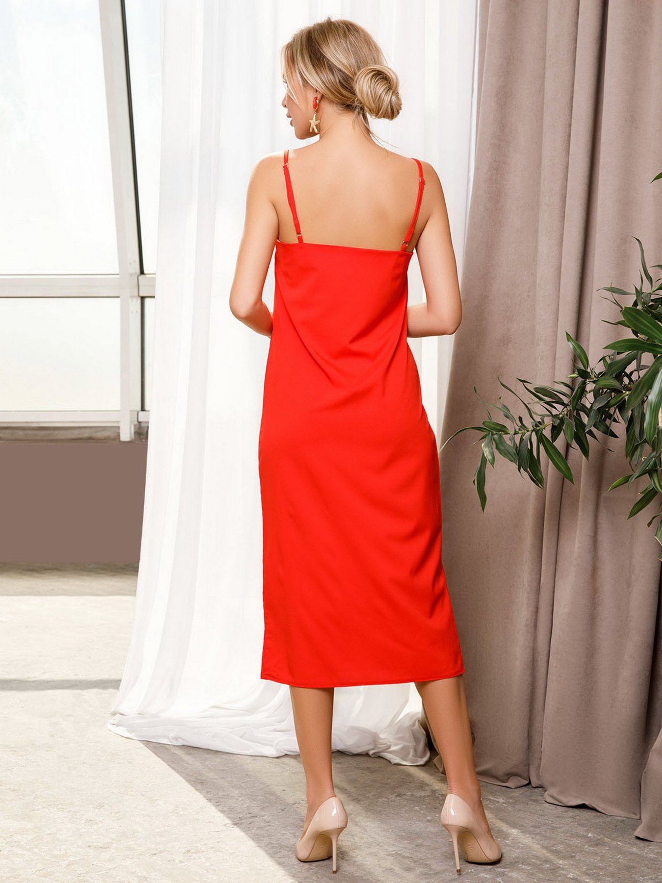 Платье миди ISSA Plus модель 11756_claret Фото