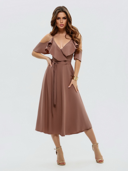 Сукня міді ISSA Plus модель 11493_brown - фото