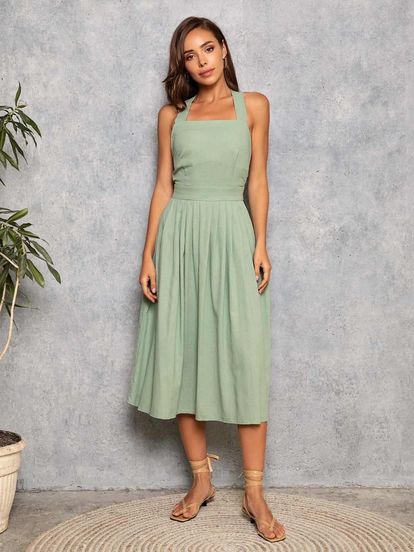 Сарафан ISSA Plus модель 10947_olive Фото