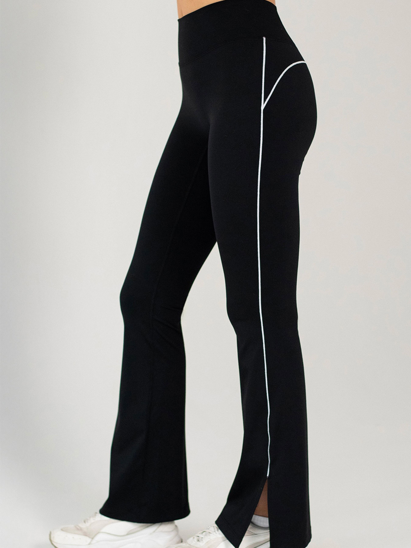 Giulia Женские леггинсы клеш с лампасами и боковыми разрезами Flex flared pants «Retro Stripe» LK003 модель UP-00003334 Фото