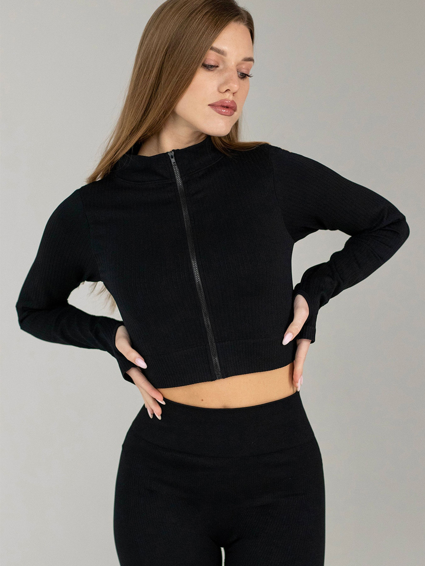 Giulia Кроп-кофта на молнии с митенками Flex crop "Zip-Up Active" XY110 модель UP-00003339 Giulia Кроп-кофта на молнии с митенками Flex crop "Zip-Up Active" XY110 модель UP-00003339 Фото