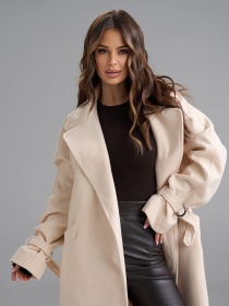 Пальто ISSA Plus модель 15488_бежевый Фото