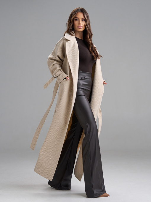 Пальто ISSA Plus модель 15489_бежевый Фото