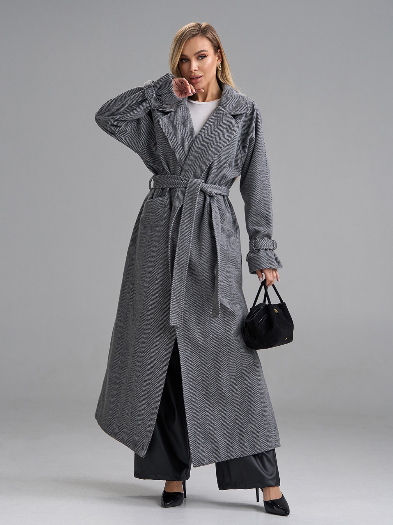 Пальто ISSA Plus модель 15489_серый Фото