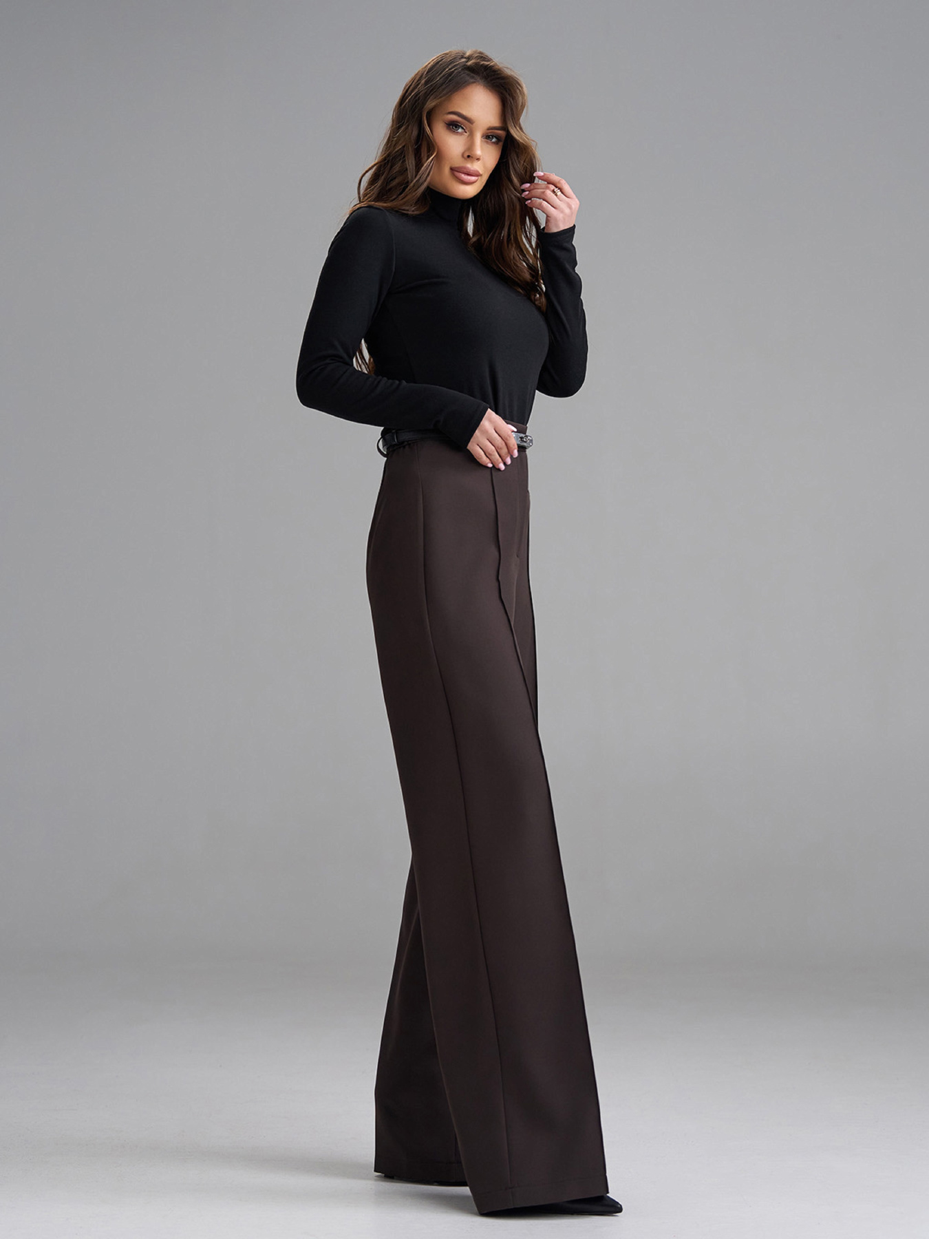 Классические штаны ISSA Plus модель 15440_темно-коричневый Фото