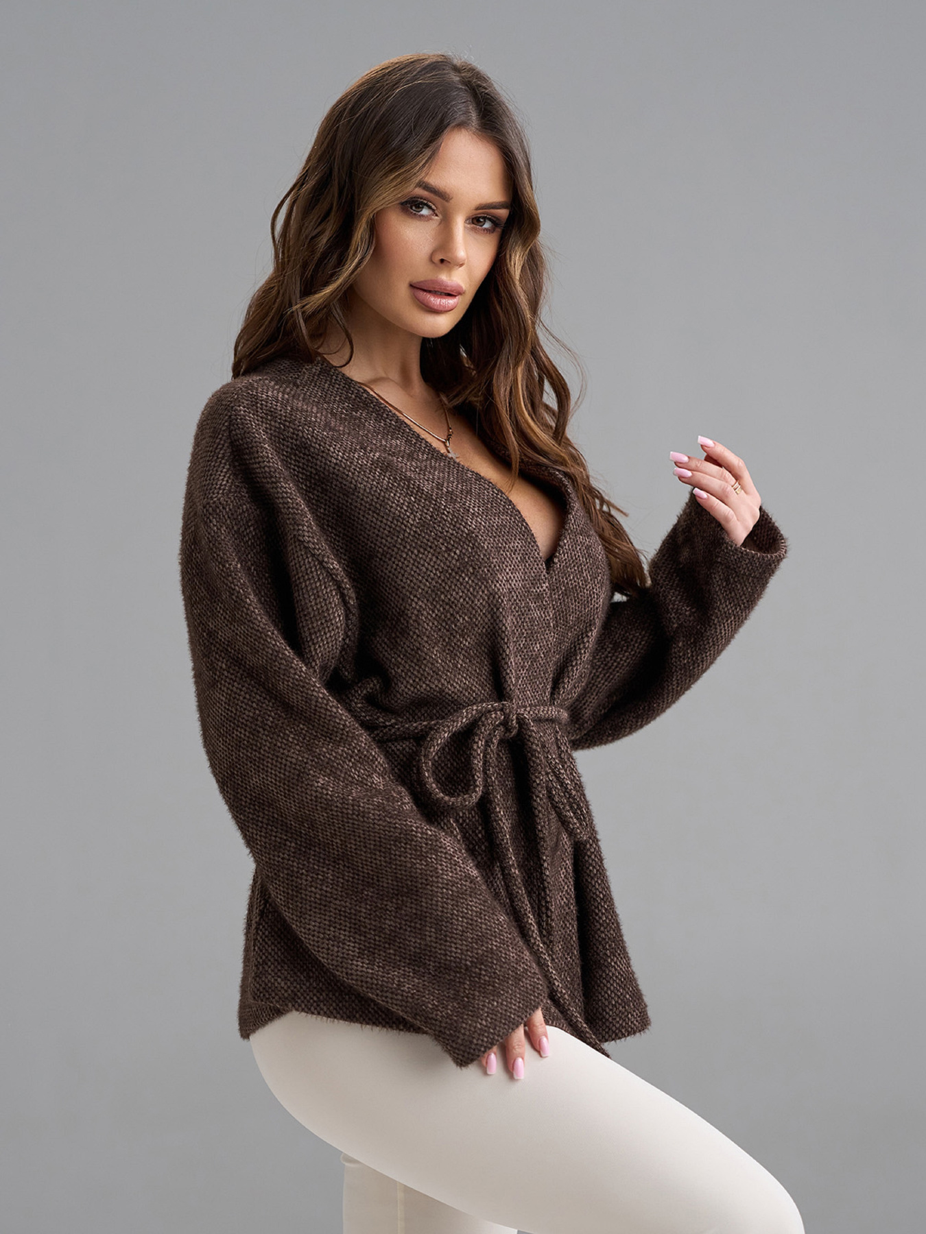 Кардиганы модель 15490_темно-коричневый Фото