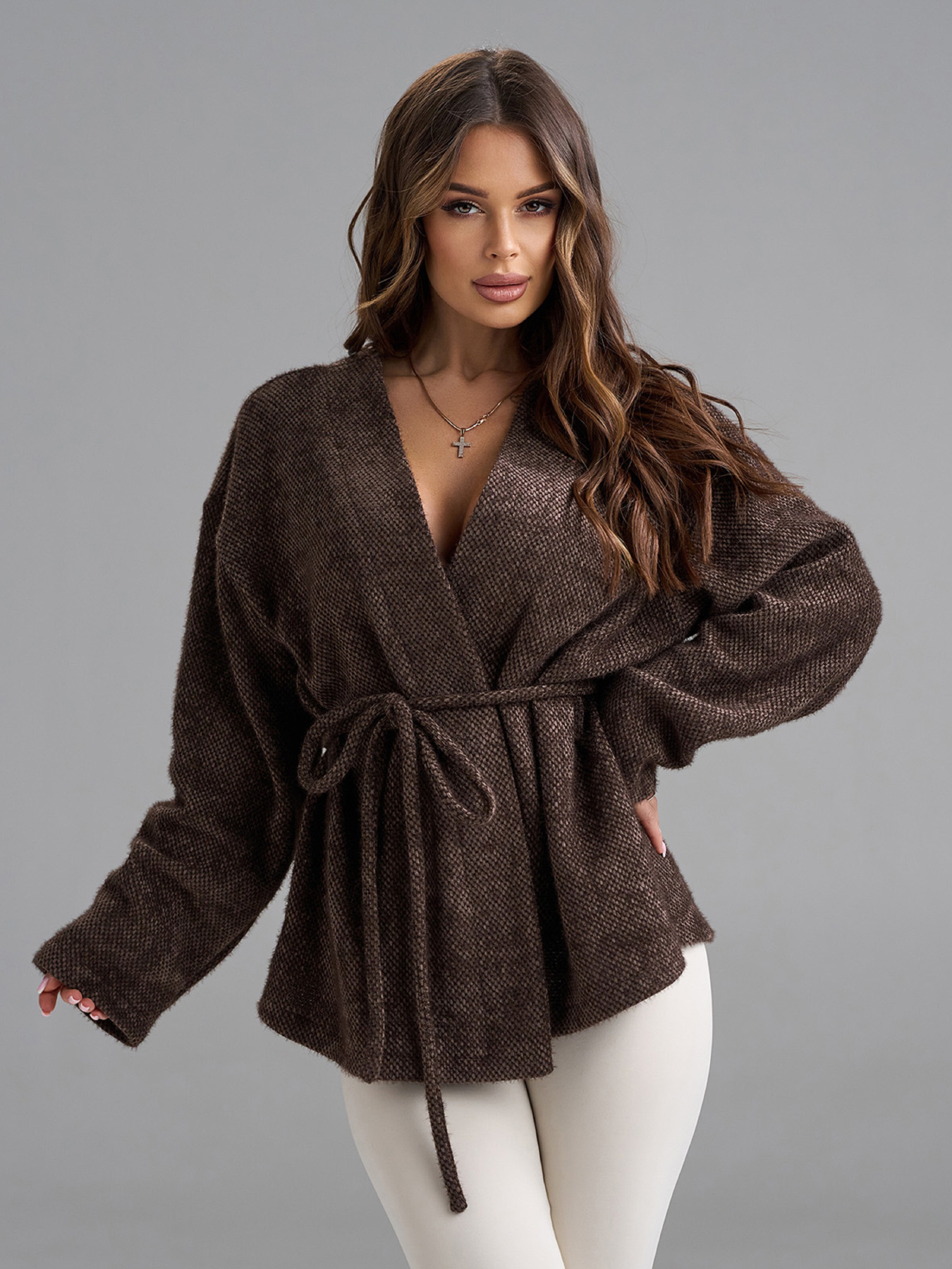 Кардиганы модель 15490_темно-коричневый Фото