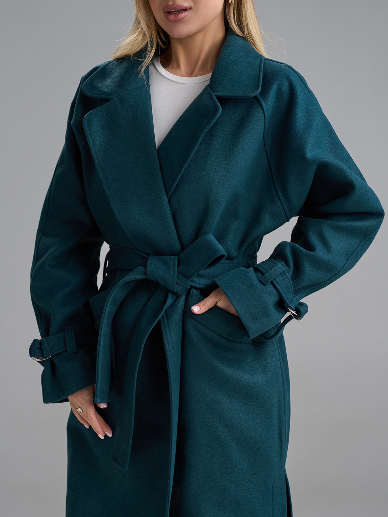 Пальто ISSA Plus модель 15488_бирюзовый Фото