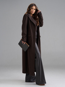 Пальто ISSA Plus модель 15493_темно-коричневый Фото