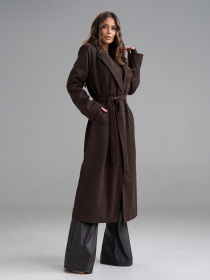 Пальто ISSA Plus модель 15494_темно-коричневый Фото