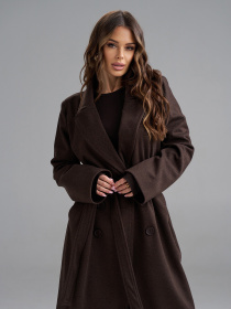 Пальто ISSA Plus модель 15494_темно-коричневый Фото