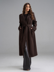 Пальто ISSA Plus модель 15494_темно-коричневый Фото
