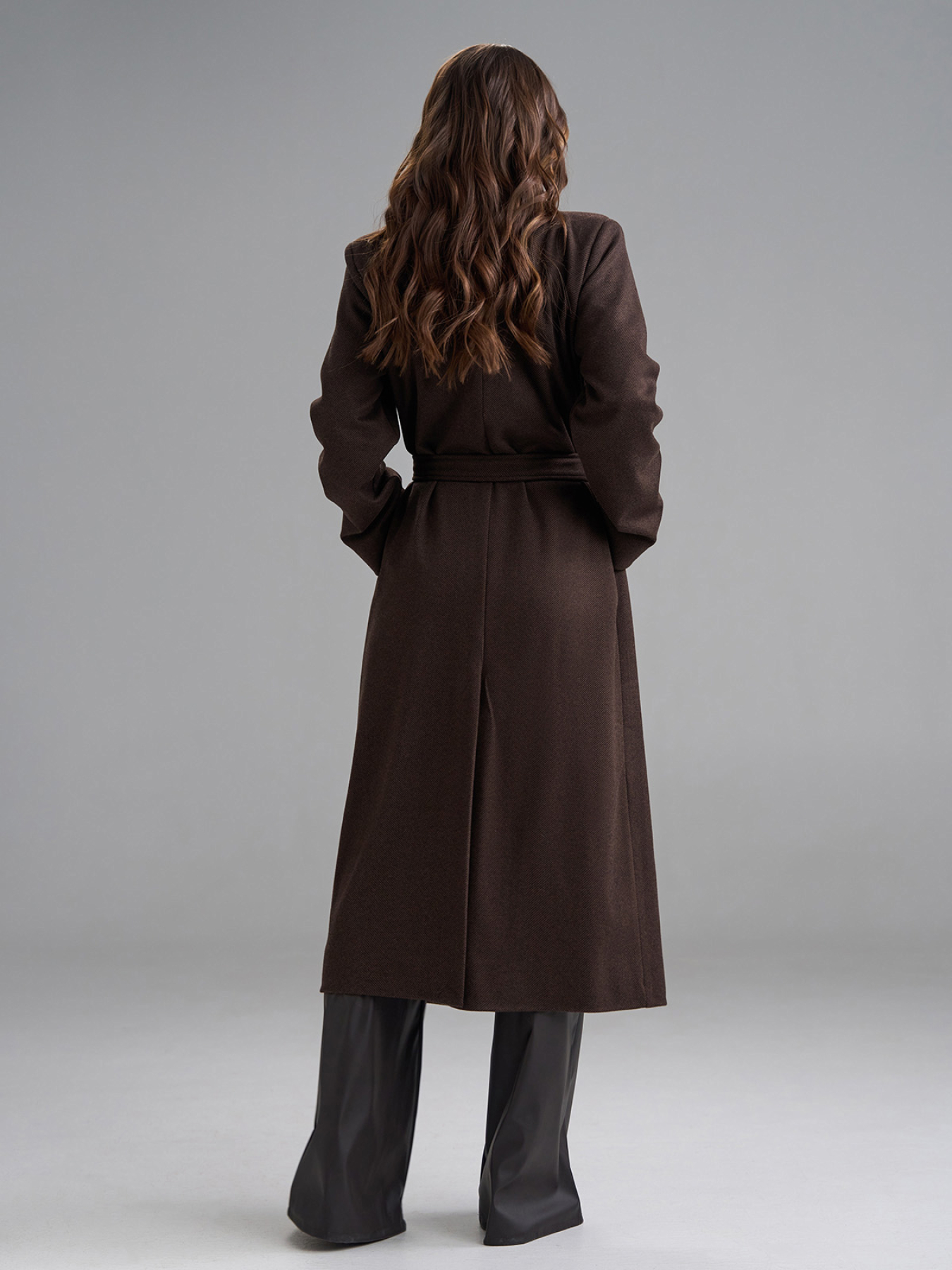 Пальто ISSA Plus модель 15494_темно-коричневый Фото