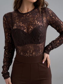 Боди ISSA Plus модель 15491_темно-коричневый Фото