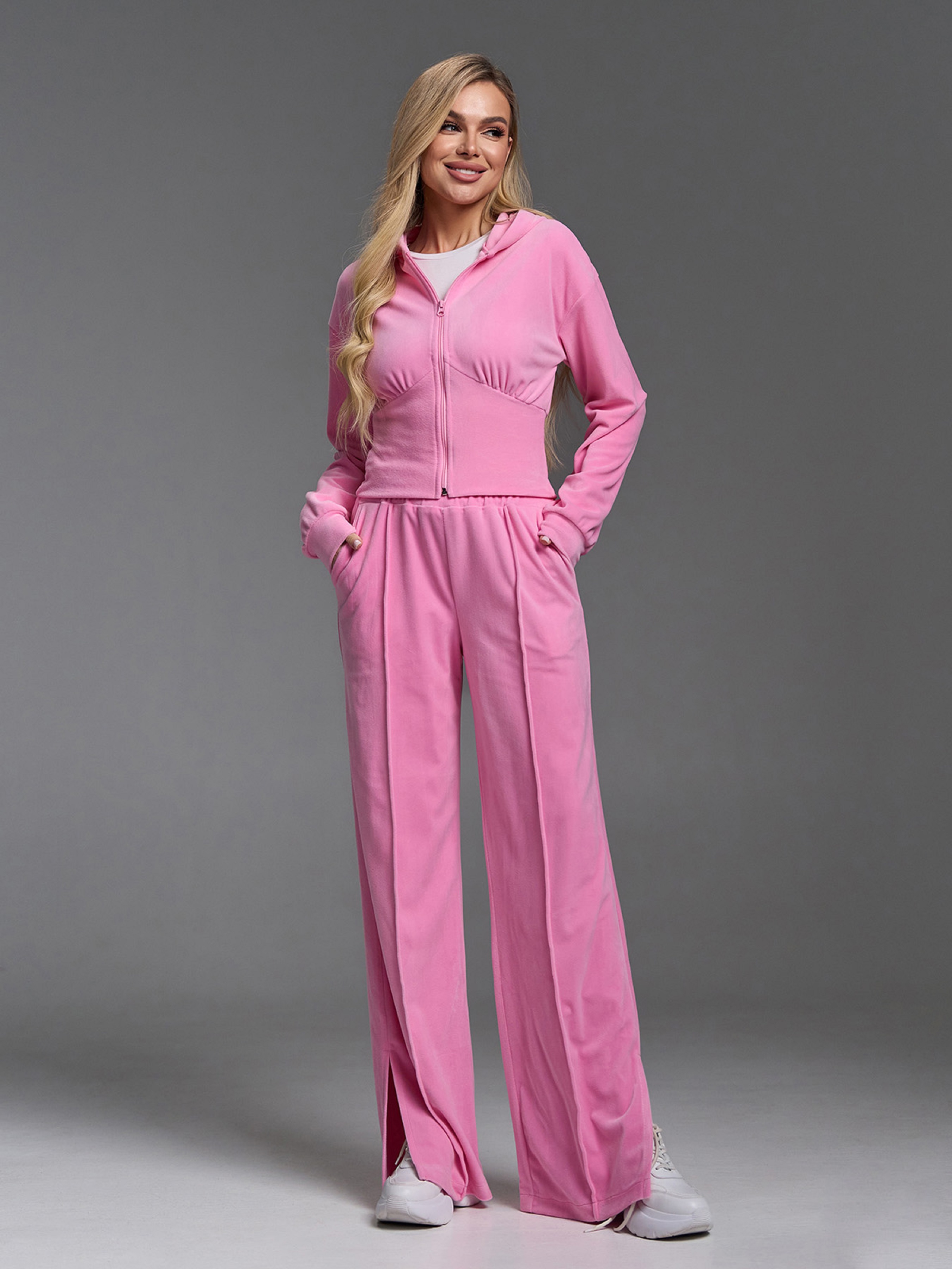 Велюровий Жіночий Спортивний костюм ISSA Plus  (SA-670_pink) колір рожевий