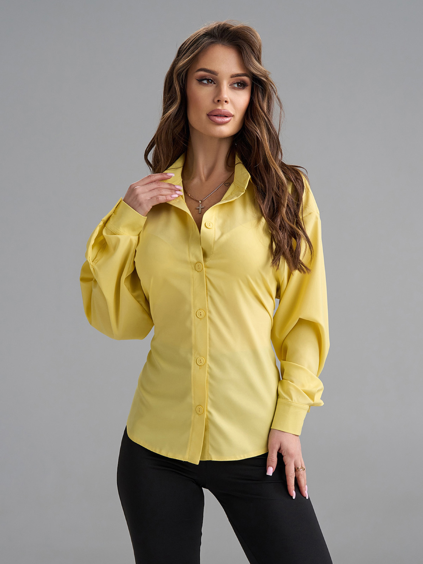 Рубашка повседневная ISSA Plus модель SA-687_желтый Фото