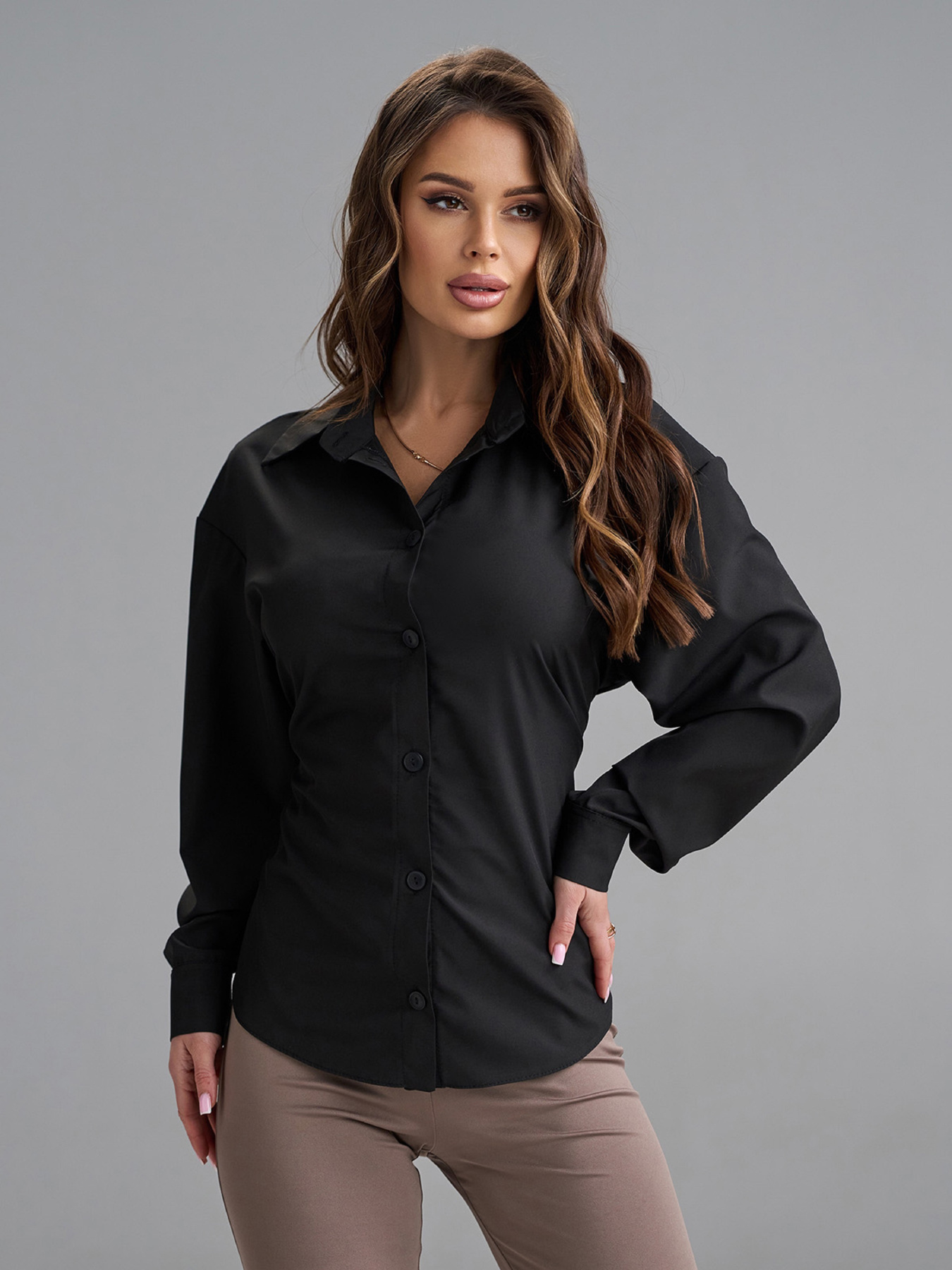 Сорочка повсякденна ISSA Plus модель SA-687_черный Фото