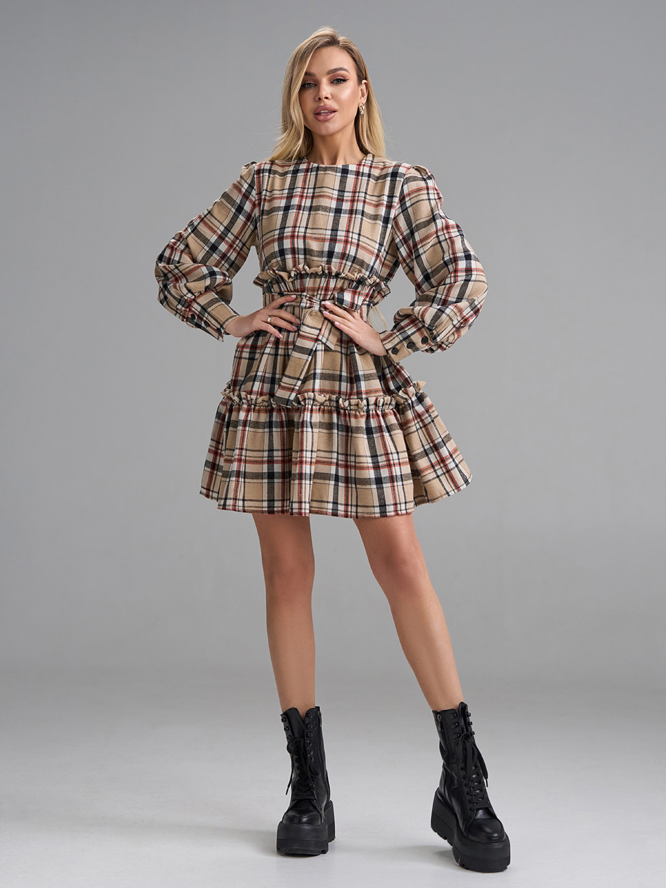 Платье мини ISSA Plus модель 15497_бежевый Фото