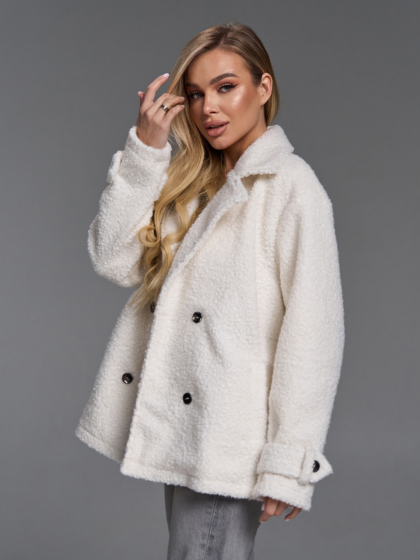 Пальто ISSA Plus модель SA-690_молочный Фото